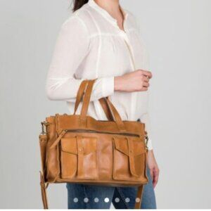 Raven + Lily Tan Leather Bag handbag tan brown beige Joanna satchel